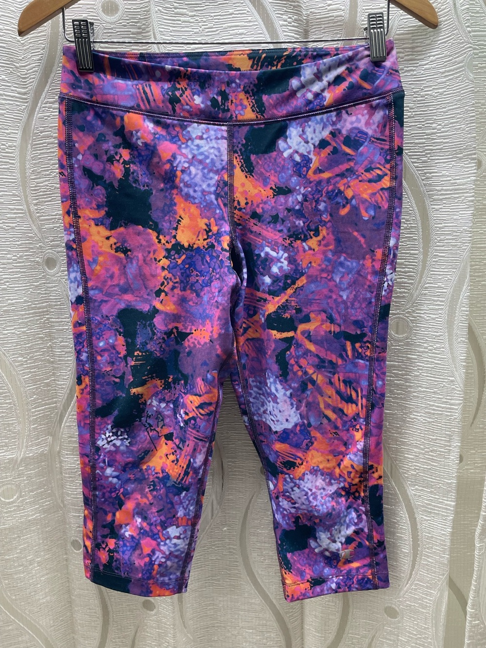 Champion Power Flex Leggings Womens S Purple Orange Abstract Capri‎ Excellent